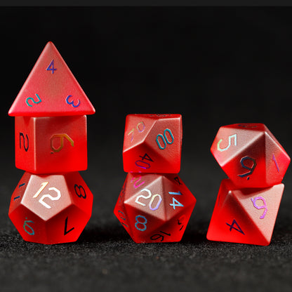 Crimson Red Plated Glass 7-Piece Polyhedral Dice Set