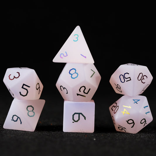 Blush Spirit White Plated 7-Piece Polyhedral Dice Set