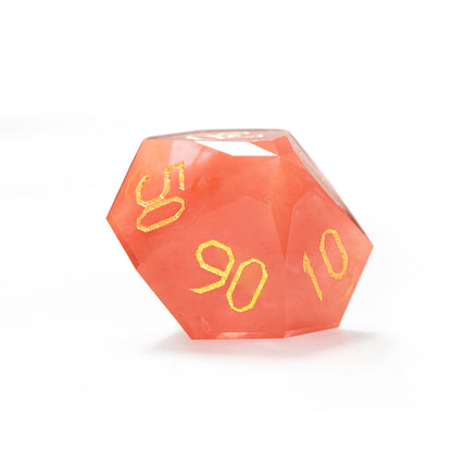 Watermelon Red Raw Stone Diamond-Cut 7-Piece Dice Set