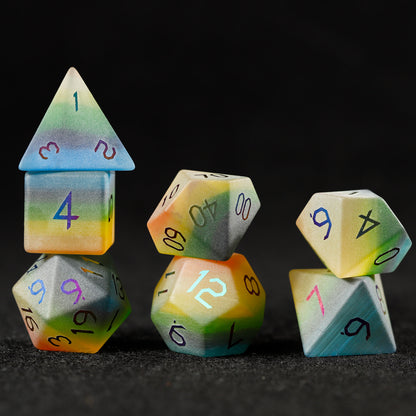 Rainbow Cat Plated 7-Piece Polyhedral Dice Set