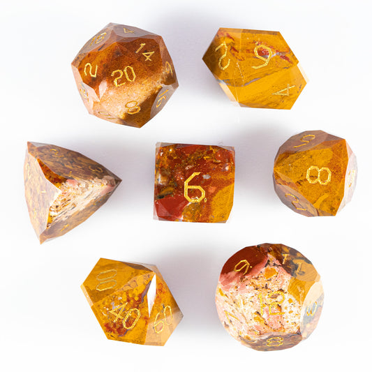 Ocean Agate Diamond-Cut 7-Piece Dice Set