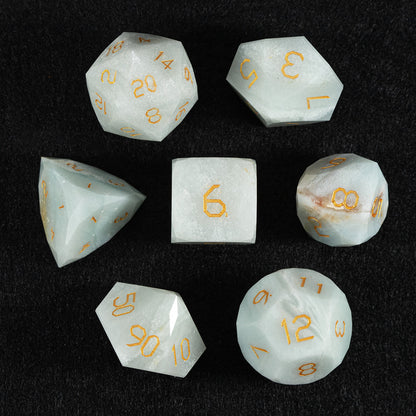 Brazilian Amazonite Diamond-Cut 7-Piece Dice Set