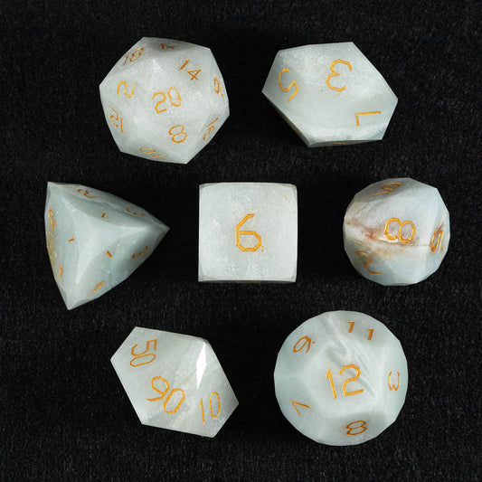 Brazilian Amazonite Diamond-Cut 7-Piece Dice Set