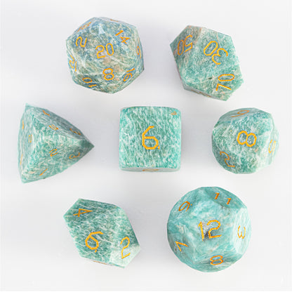 Russian Amazonite Diamond-Cut 7-Piece Dice Set