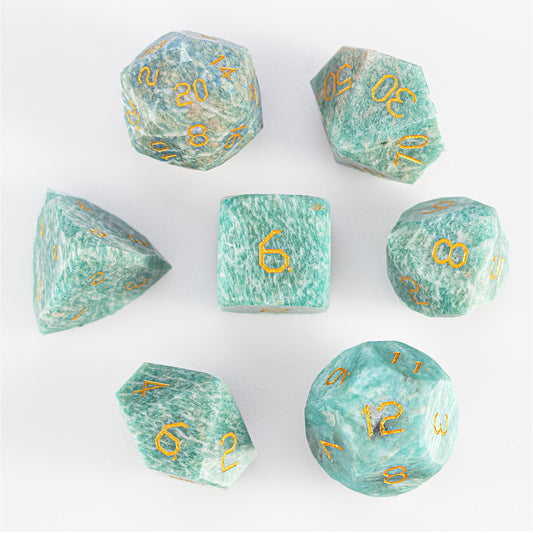 Russian Amazonite Diamond-Cut 7-Piece Dice Set