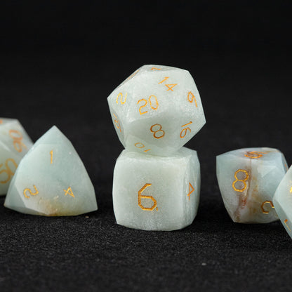 Brazilian Amazonite Diamond-Cut 7-Piece Dice Set