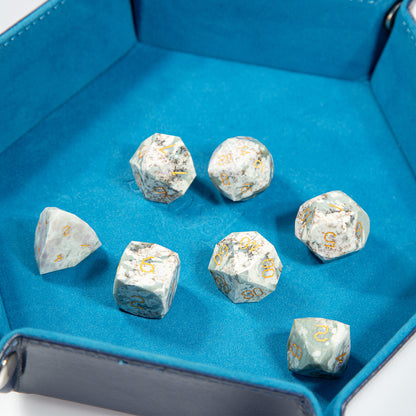 Plum Blossom Jade Diamond-Cut 7-Piece Dice Set