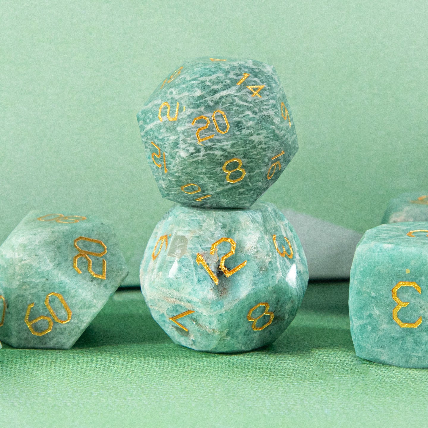 Russian Amazonite Diamond-Cut 7-Piece Dice Set