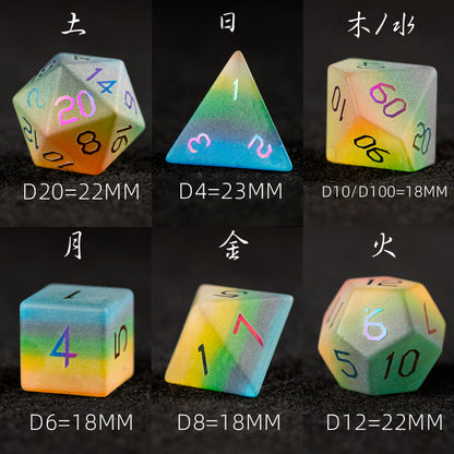 Rainbow Cat Plated 7-Piece Polyhedral Dice Set