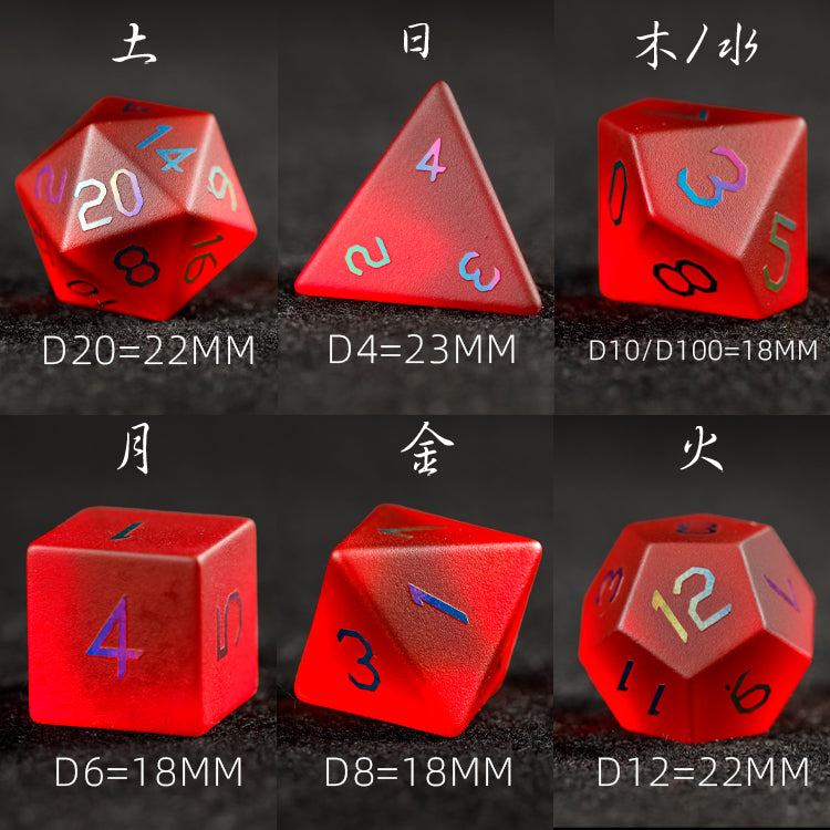 Crimson Red Plated Glass 7-Piece Polyhedral Dice Set