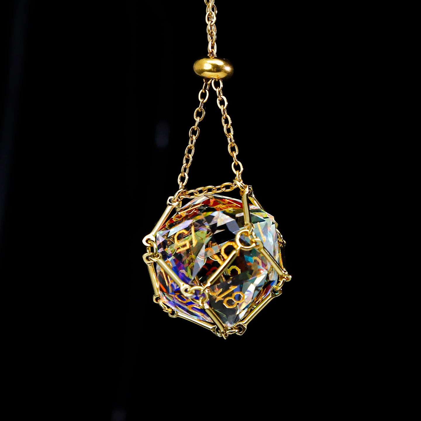 Iridescent Crystal Diamond-Cut 7-Piece Dice Set