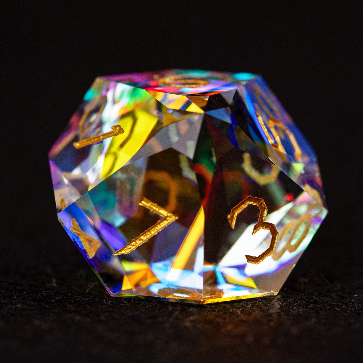 Iridescent Crystal Diamond-Cut 7-Piece Dice Set