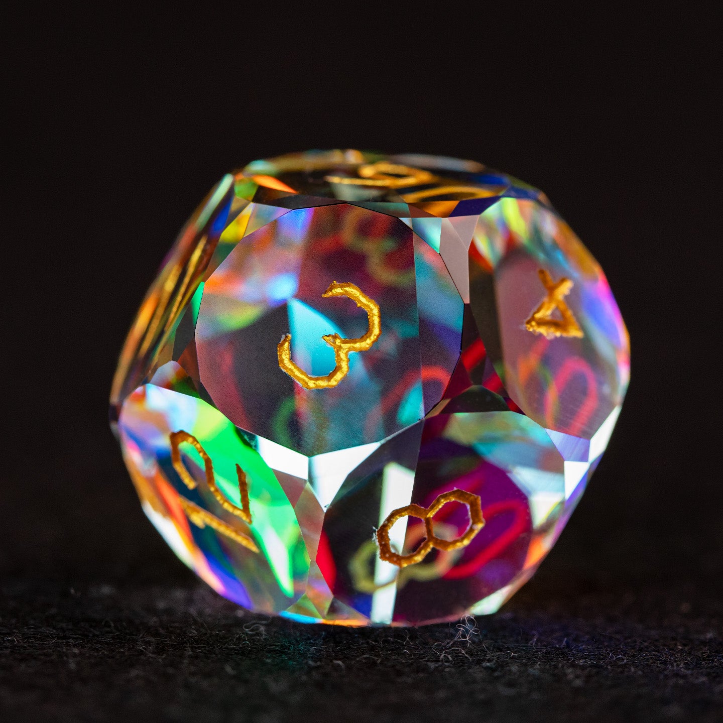 Iridescent Crystal Diamond-Cut 7-Piece Dice Set