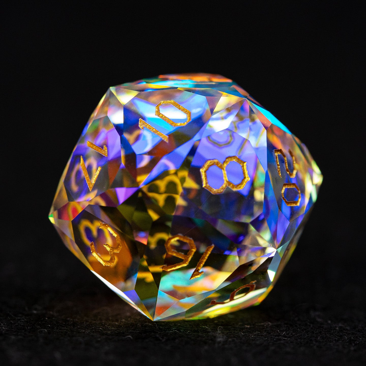 Iridescent Crystal Diamond-Cut 7-Piece Dice Set