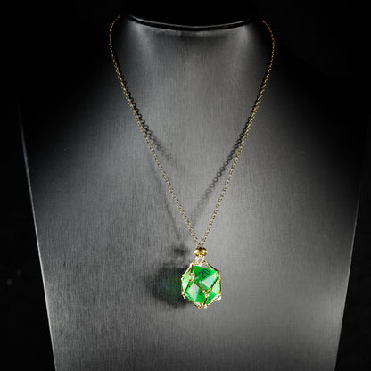 Emerald Green Plated Glass 7-Piece Polyhedral Dice Set