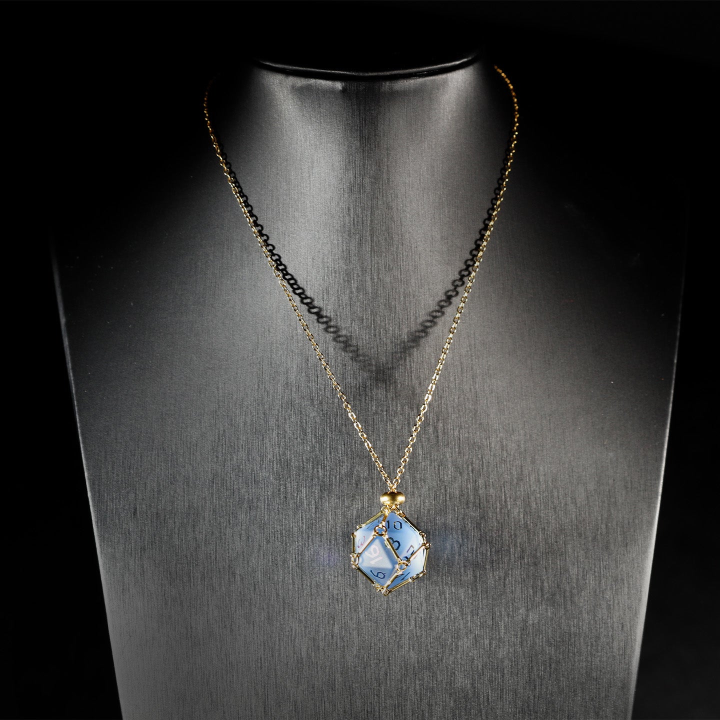 Sky Blue Glass Plated 7-Piece Polyhedral Dice Set