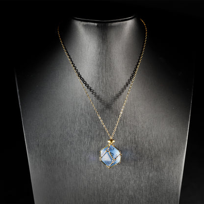 Sky Blue Glass Plated 7-Piece Polyhedral Dice Set