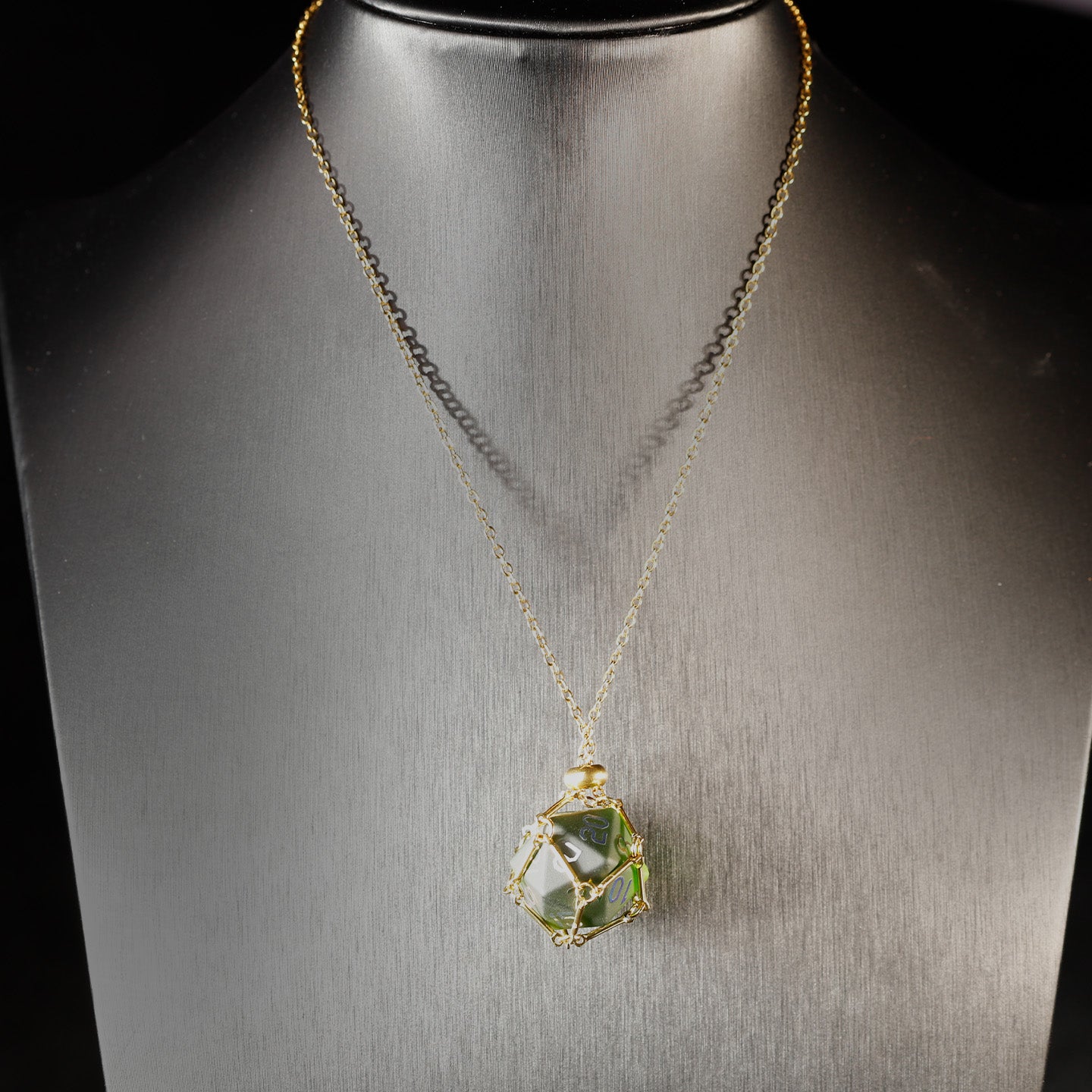 Olive Green Plated 7-Piece Polyhedral Dice Set