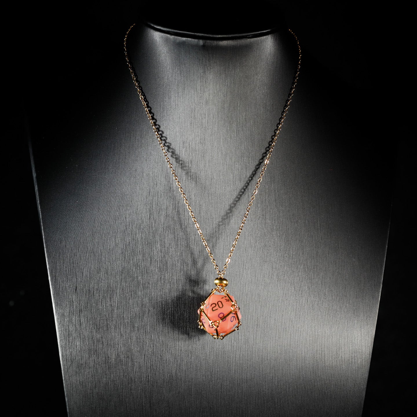 Watermelon Red Glass Plated 7-Piece Polyhedral Dice Set