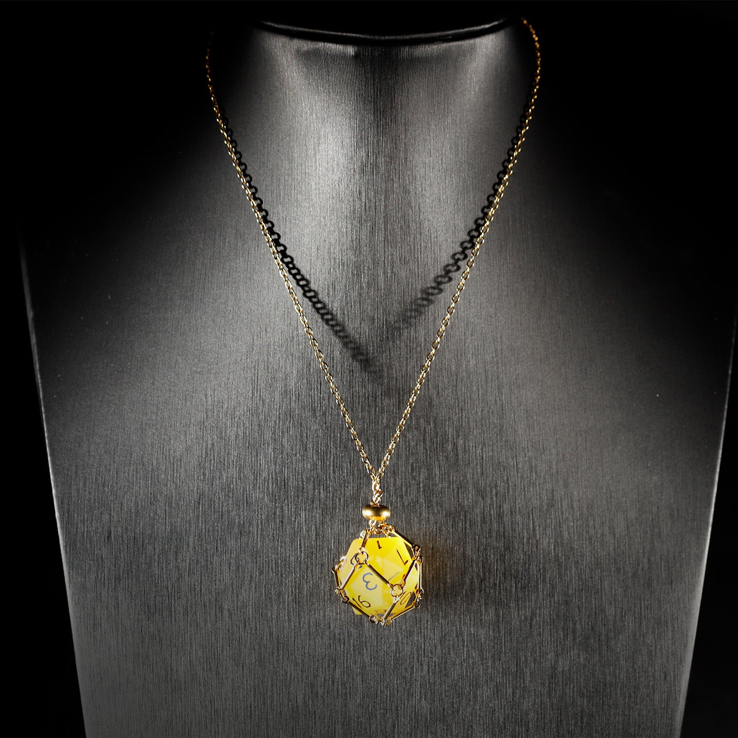 Golden Cat’s Eye Plated 7-Piece Polyhedral Dice Set