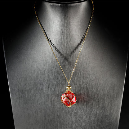 Crimson Red Plated Glass 7-Piece Polyhedral Dice Set