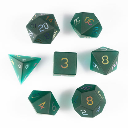 Pine Green Plated 7-Piece Polyhedral Dice Set